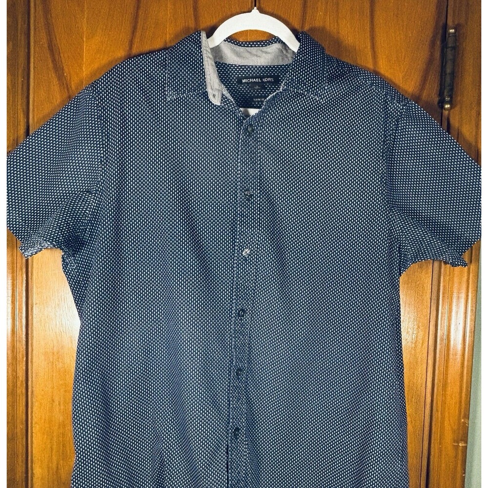 MICHAEL KORS Men's Cotton Short Sleeve Button Up Size Large Classic Fit
